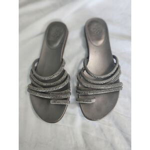 Vince Camuto Silver Rhinestone Flat Sandals Size 9